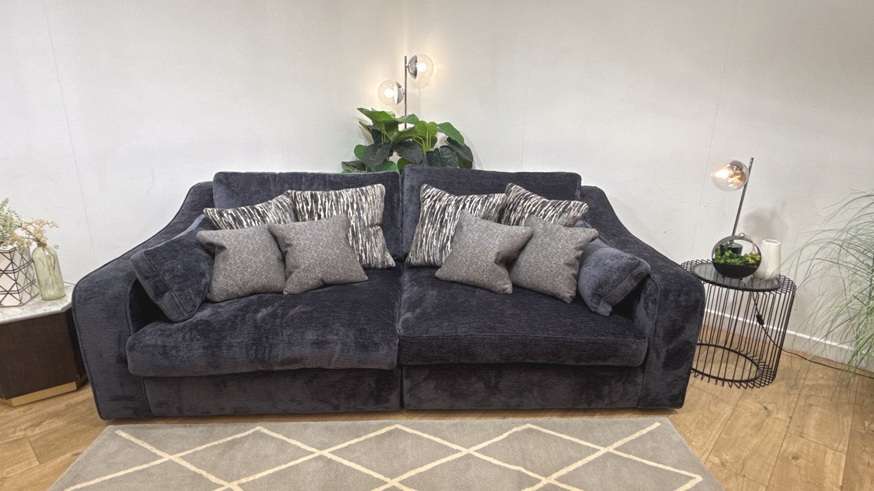 Sofology Bellagio 3 Seater Split Reversible Feather Flex Interior in Chunky Luxe Chenille Ink Mix