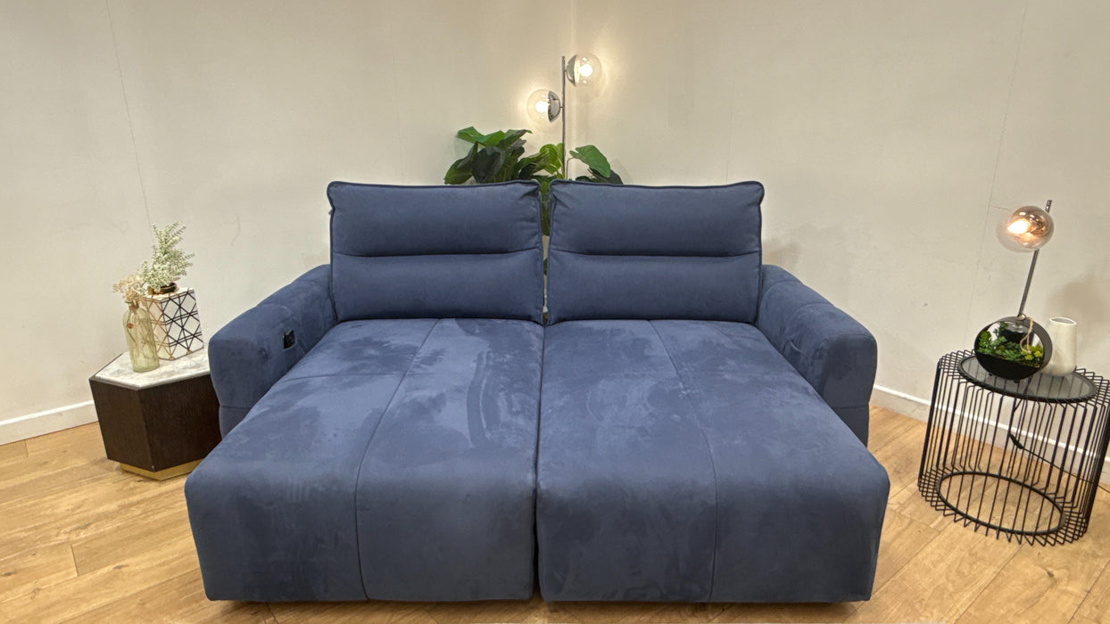 Sofology Sanctuary Fabric 3 Seater Double Power Chaise Power Motion Back in Lifestyle Nubuck Feel Navy