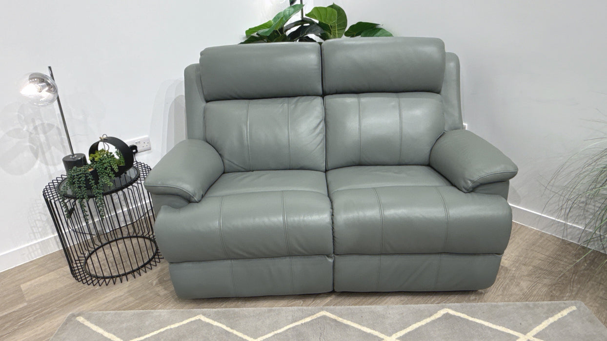 Sofology Gracie Leather 2 Seater Power Recliner/Headrest Massage in Trusty Sheen Granite Teal