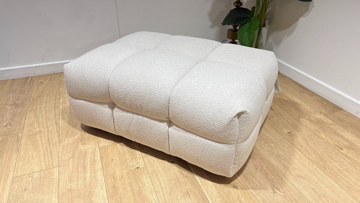 Sofology Lunar Fabric Designer Footstool in Woven Boucle Linen