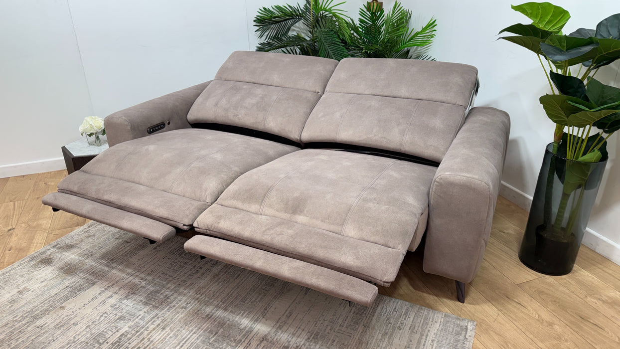 Sofology Allure Fabric 2.5 Seater Power Recliner/Headrest Heated Seats Lumbar Support Speakers in Lifestyle Flecked Nutmeg