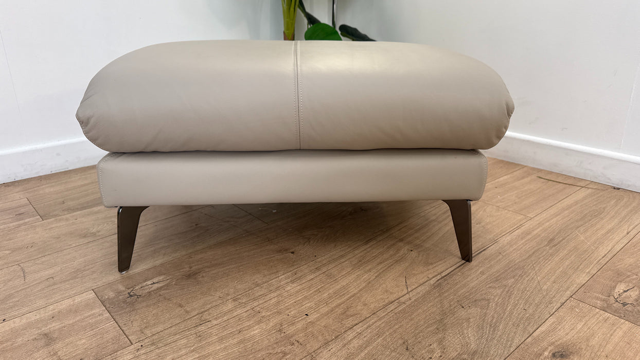 Sofology Adler Leather Designer Footstool in Trusty Matt Stone