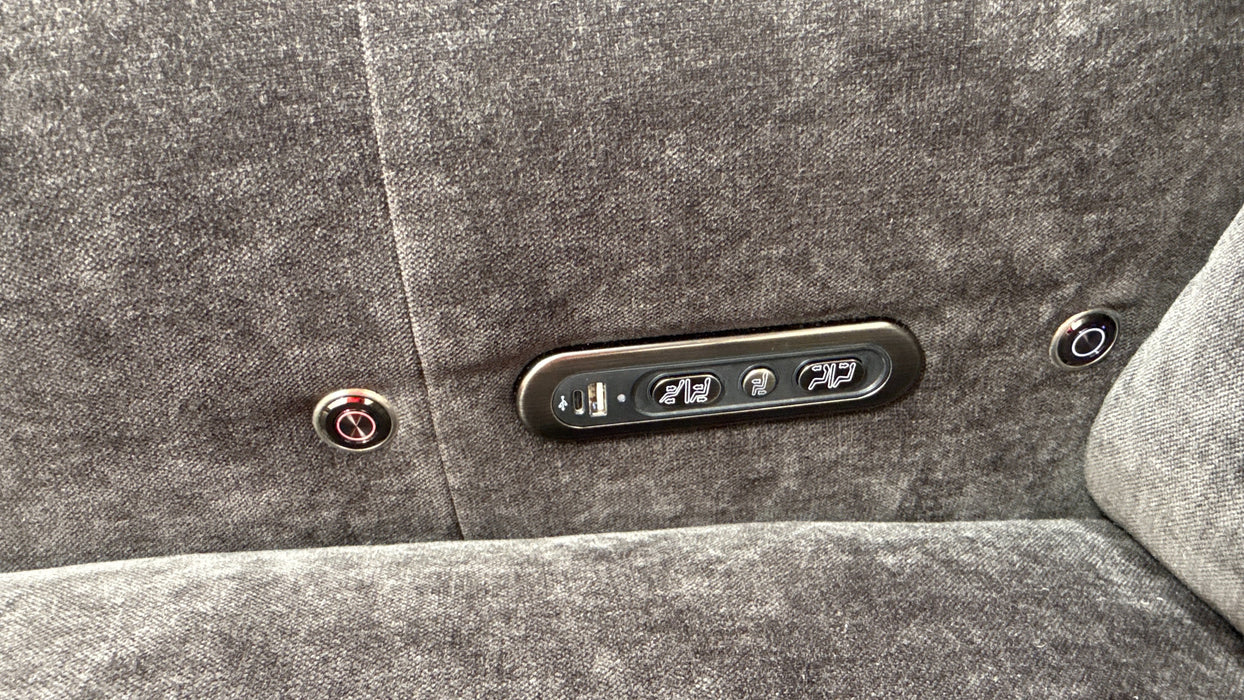 Sofology Lumiere Fabric 3 Corner 3 Console Power Recliner/Headrest Heated Seats in Relaxed Chenille Raisinric