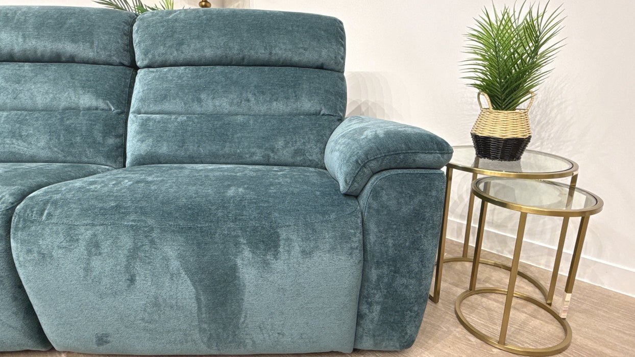 Sofology Radleigh Fabric 3 Seater Power Recliner/Headrest in Peacock