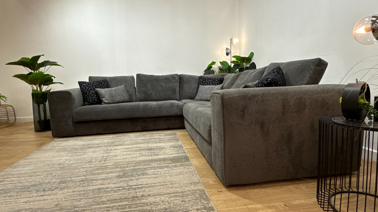 Sofology Ascot Fabric 3 Corner 3 Bench Seats in Soft Sherpa Slate Mix