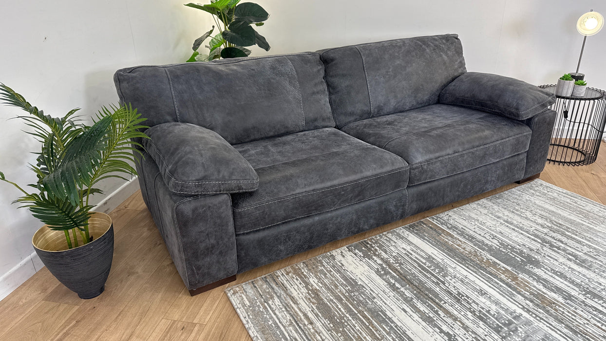 Linara 4 Seater Sofa - Leather - Utah Grey