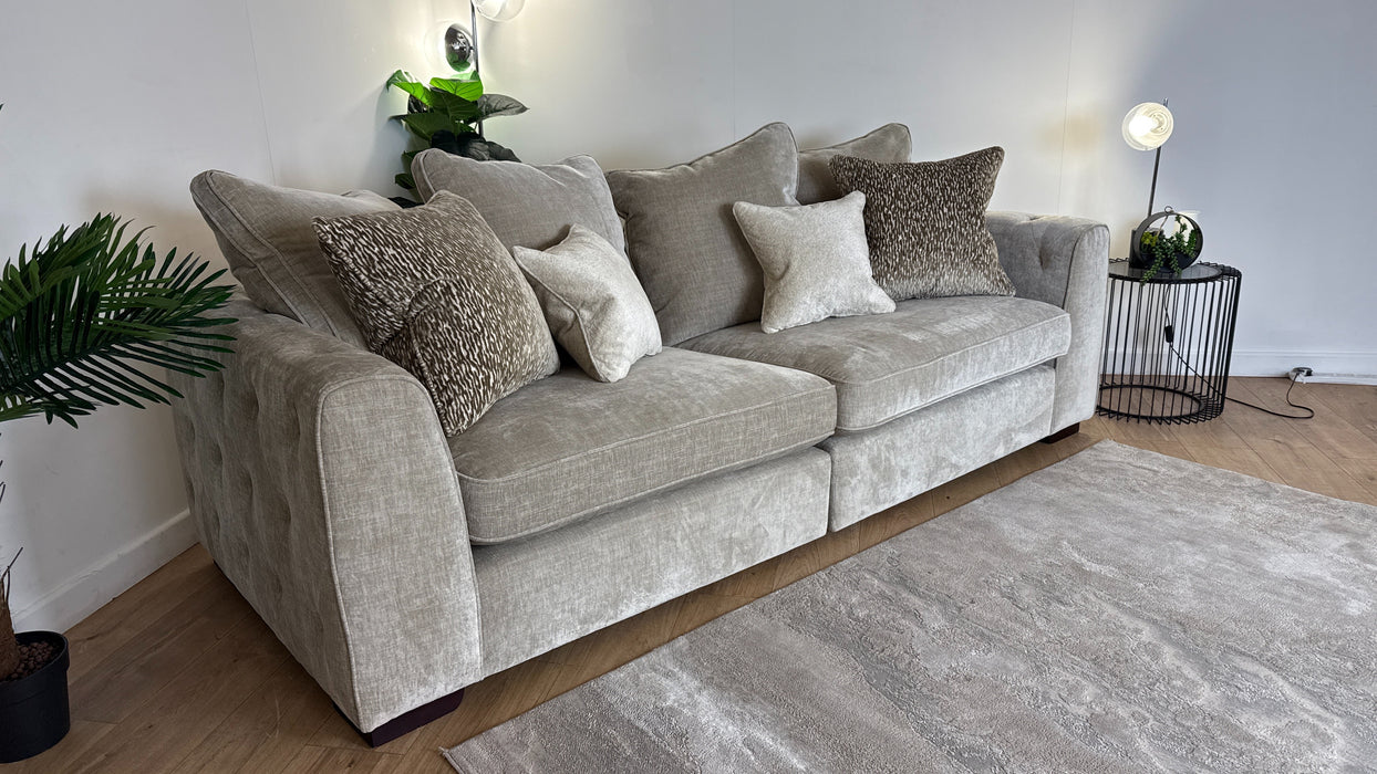 Sofology The Valentina Fabric 4 Seater Split Foam Seats Pillow Back in Luxury Chenille Linen Mix