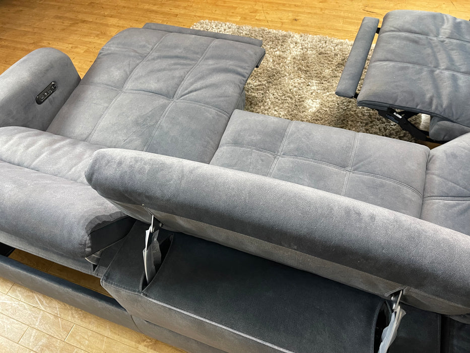 Marvella Fabric 1.5 Corner 3 - Lifestyle Flecked Charcoal - Power Recliner & Power Headrest (WA2)