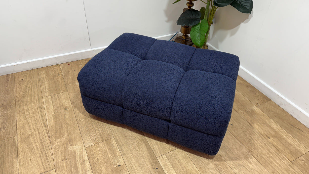 Sofology Lunar Fabric Designer Storage Footstool in Woven Boucle Navy