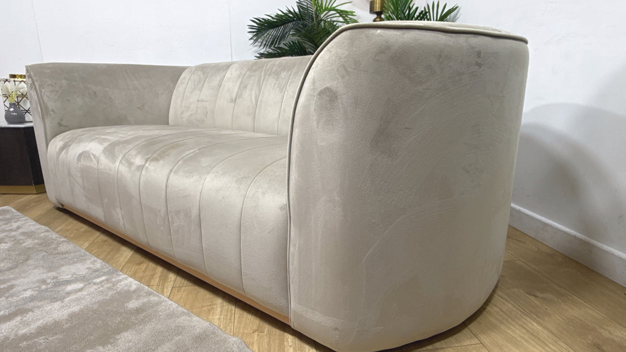 Sofology Fitzrovia Fabric 3 Seater in Matt Velvet Stone Mix with Trim