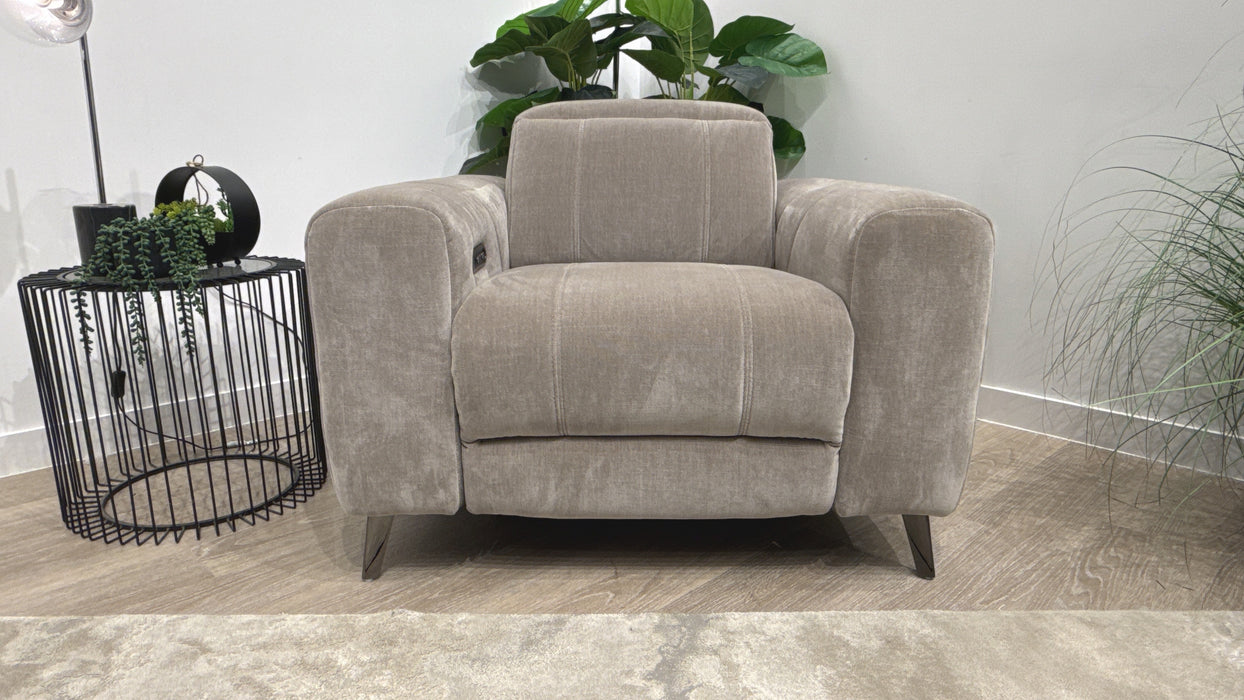Sofology Allure Fabric Chair Power Recliner/Headrest in Relaxed Chenille Nutmeg