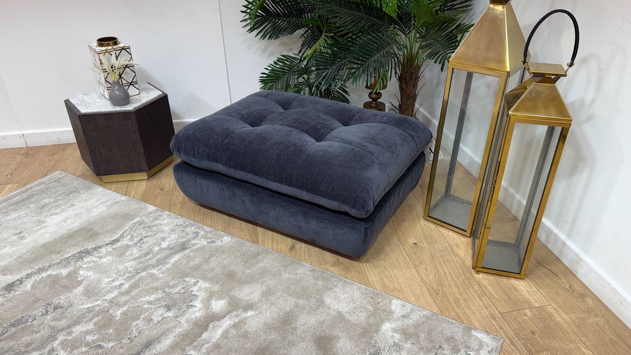 Sofology Cocoon Fabric Designer Footstool in Relaxed Chenille Ink