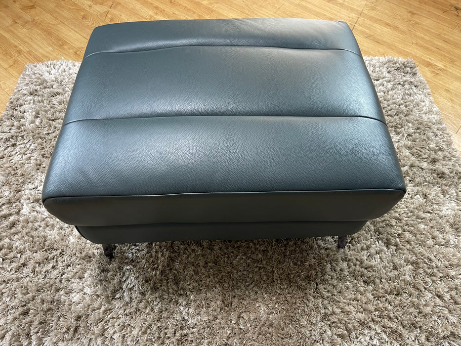 Renato Designer Footstool - Trusty Embossed Leather Peacock (WA2)