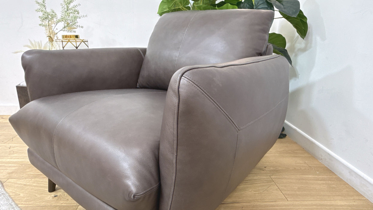 Sofology Adler Leather Chair in Relaxed Soft Black Coffee