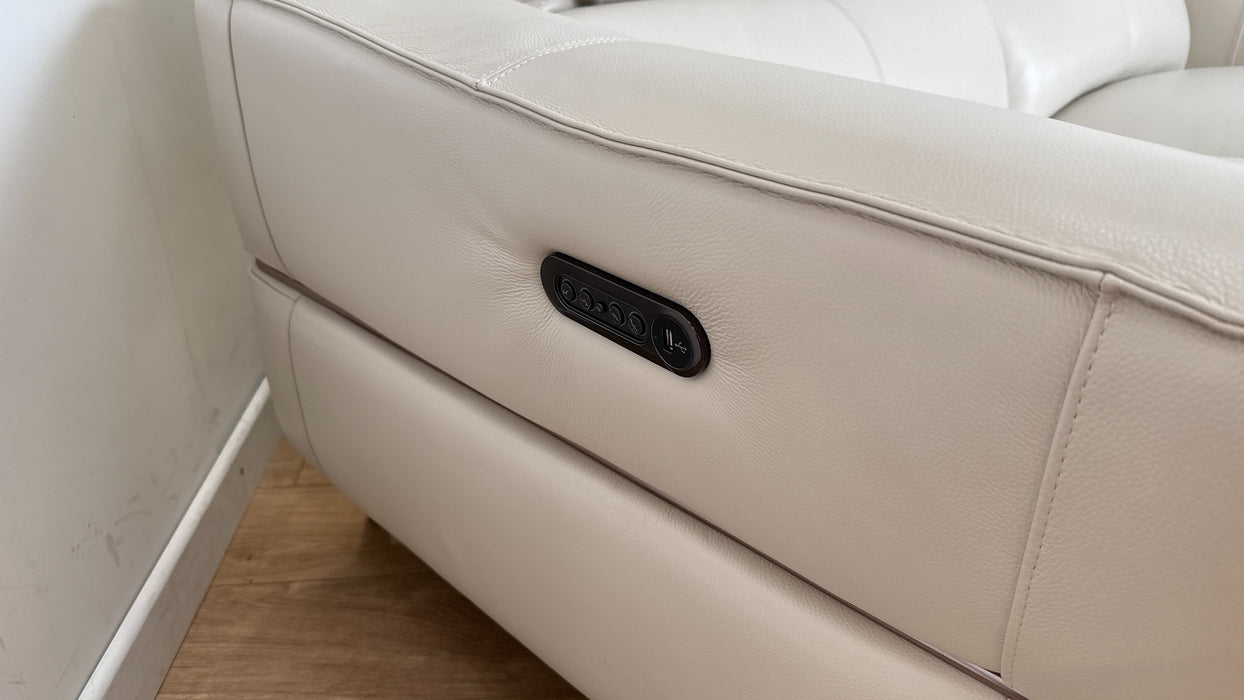 Sofology Dakota Leather 3 Seater Power Recliner/Headrest in Trusty Soft Sheen Mist