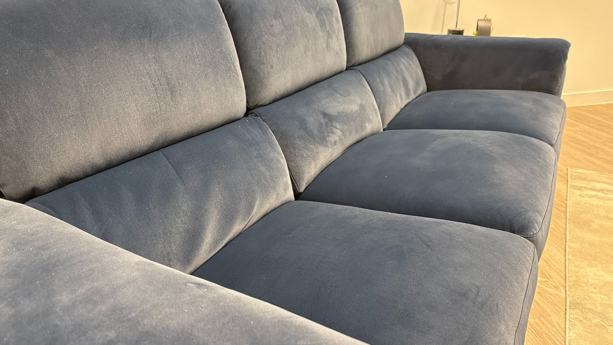 Sofology Illinois Fabric 3 Seater Power Recliner/Headrest in Lifestyle Mottled Navy Blue