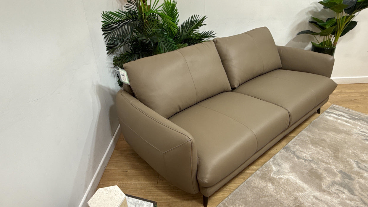 Sofology Adler Leather 3 Seater in Trusty Matt Taupe