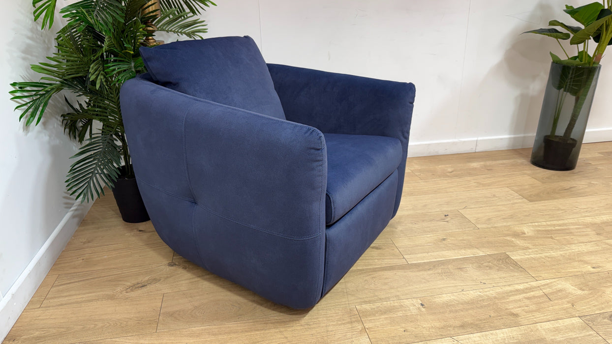 Sofology Marvella Fabric Swivel Chair in Lifestyle Flecked Navy