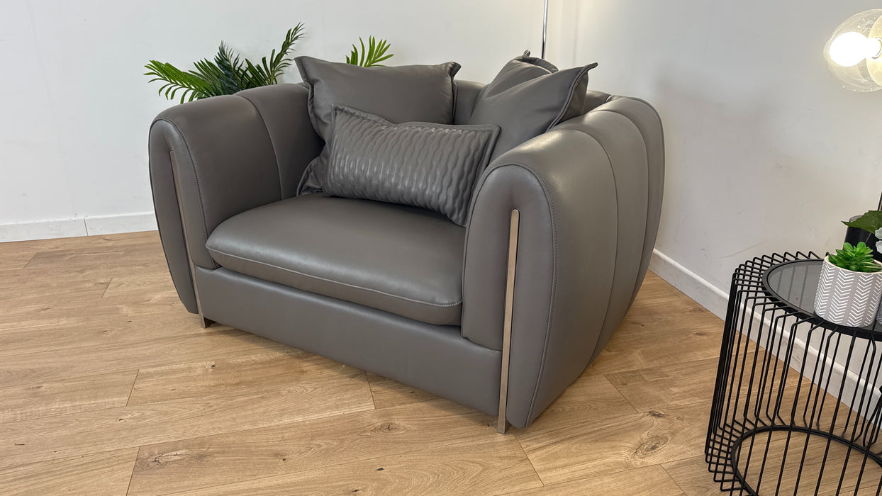 The Empress Loveseat - Leather - Grey