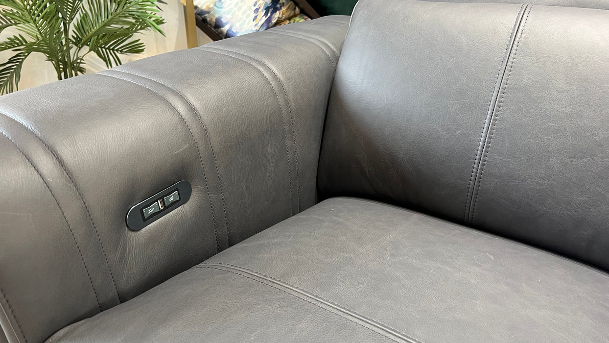 Mason 1 Seater -  Power Recliner Chair - Relaxed Matt Leather Charcoal