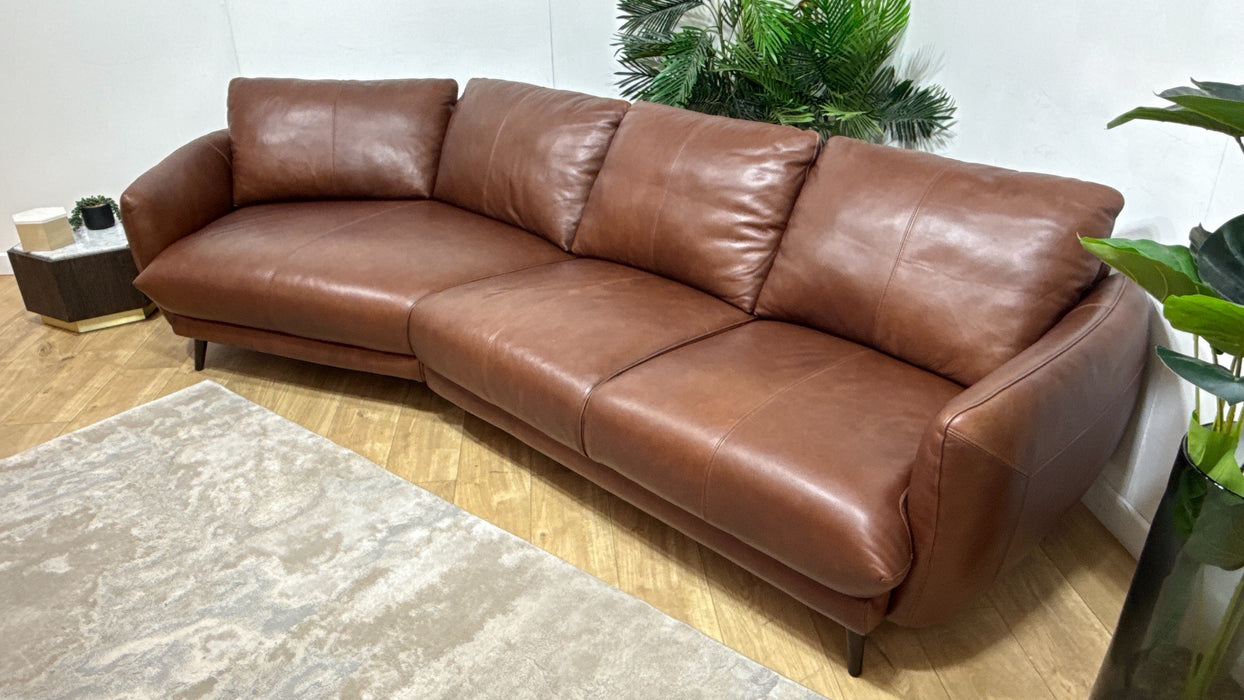 Sofology Adler Leather Asymmetric 4 Seater in Relaxed Soft Brown
