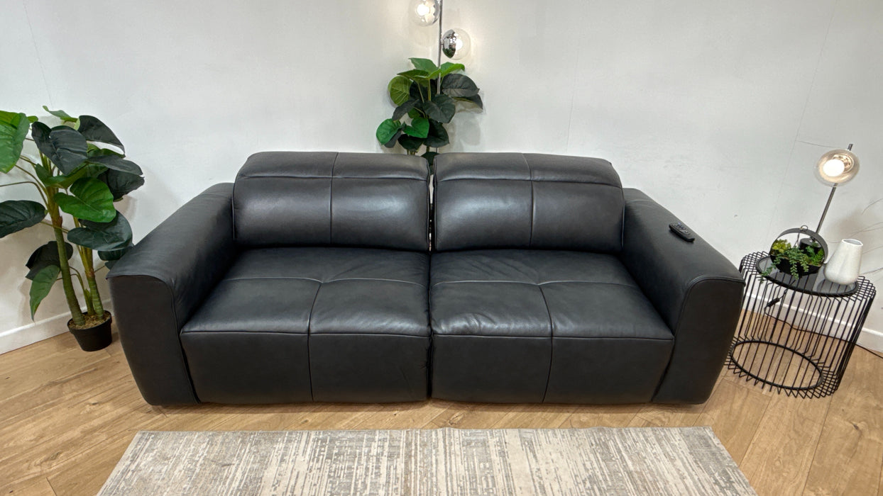 Sofology Riviera Leather 3 Seater Motion Chaise in Trusty Embossed Navy