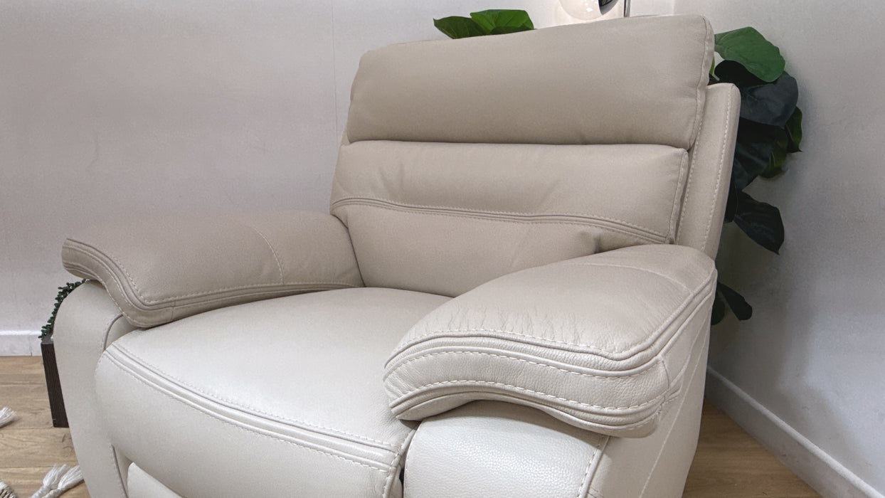 DFS The View Leather Power Recliner in Ivory