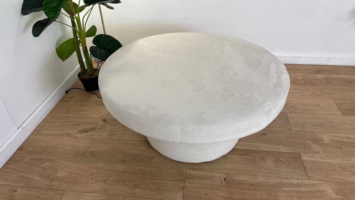 Sofology Luella Fabric Large Designer Footstool in Soft Sherpa Natural