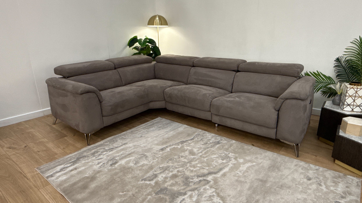 DFS Fabric Left Hand Facing Single Recliner Corner in Pewter