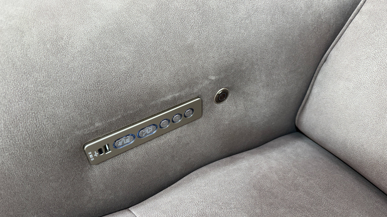 Sofology Riviera Fabric 2 Seater Power Recliner/Headrest Heated Seats in Lifestyle Flecked Nutmeg