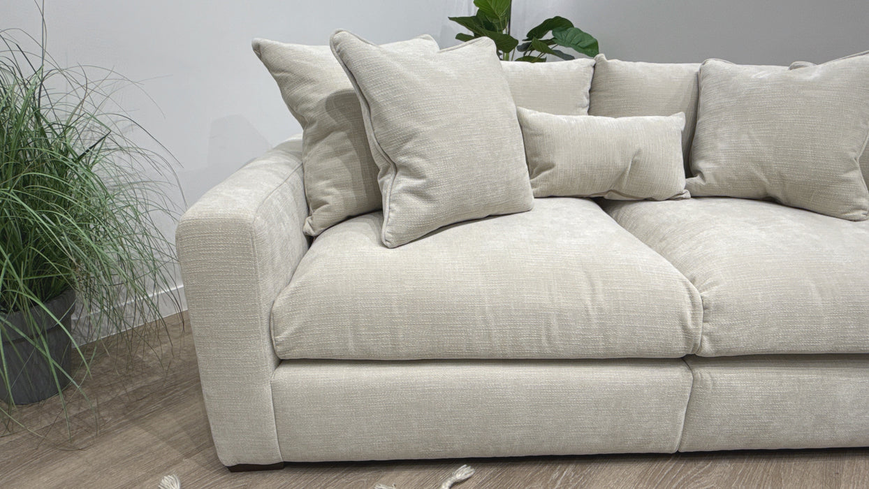 Sofology Moderna Fabric 4 Seater Split Extra Flex Interior in Soft Slub Chenille Ivory
