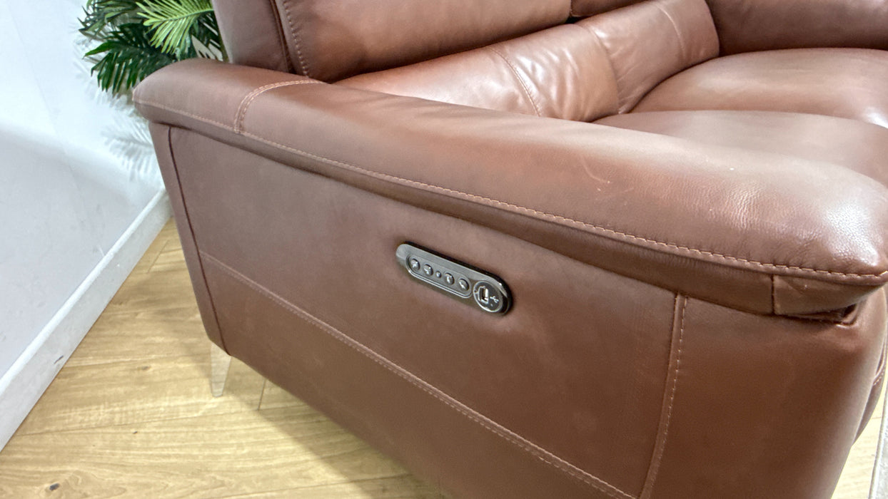Sofology Illinois Leather 3 Seater Power Recliner/Headrest in Relaxed Soft Brown