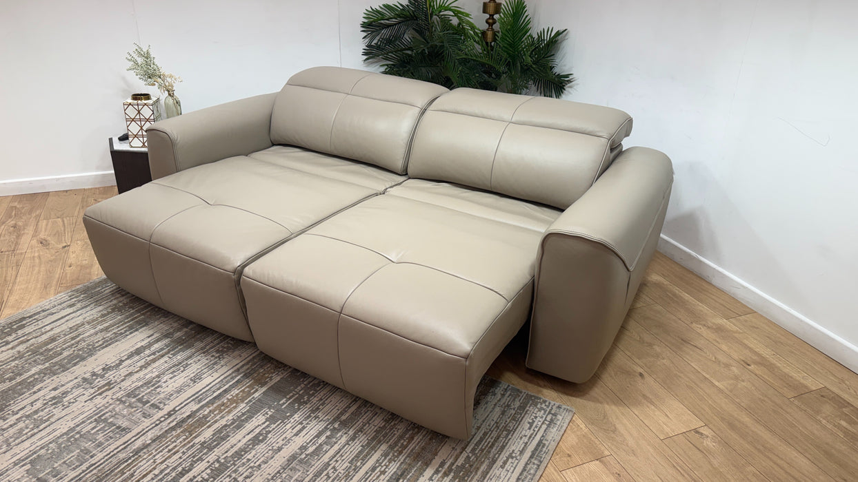 Sofology Riviera Leather 3 Seater Motion Chaise in Trusty Embossed Stone