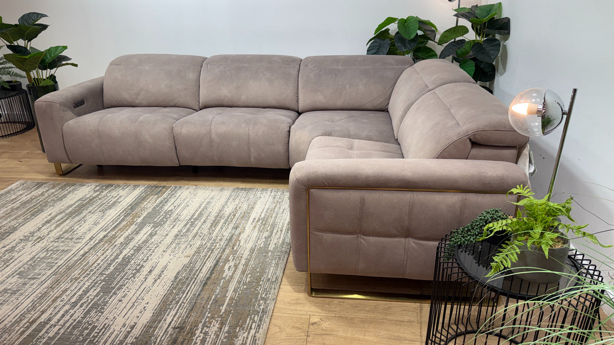 Sofology Marvella Fabric 3 Corner 1.5 Power Recliner/Headrest in Lifestyle Flecked Nutmeg