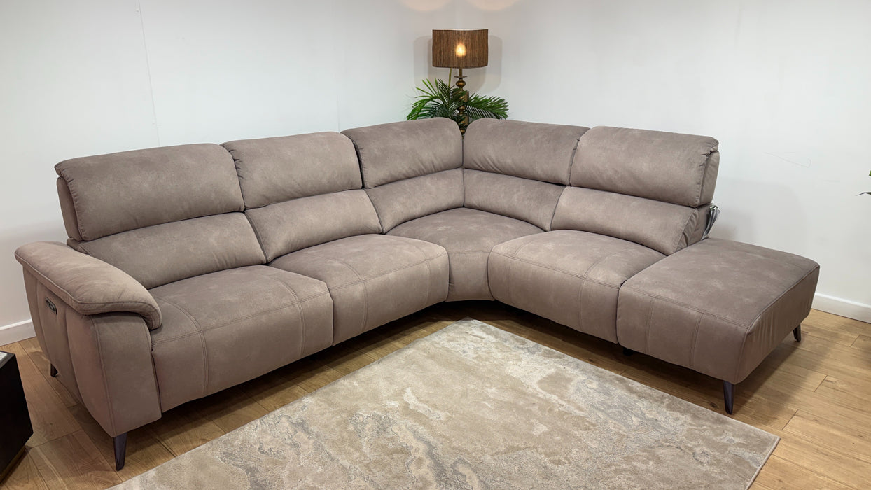 Sofology Bailey 3 Chaise Corner 3 Power Recliner In Lifestyle Flecked Fabric Nutmeg