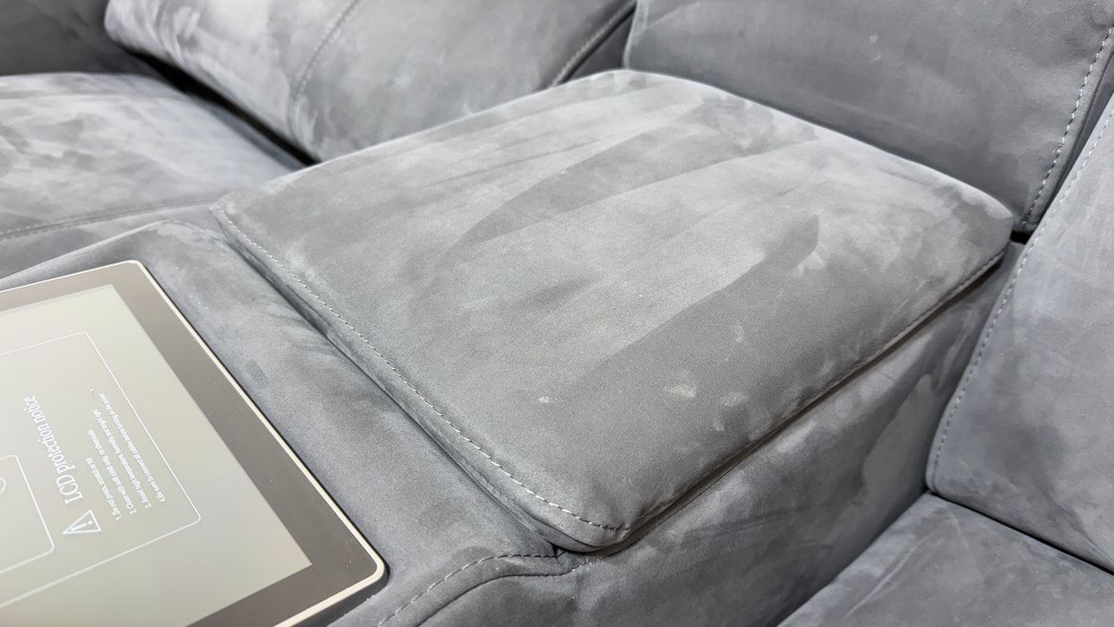 Sofology Allure Fabric 2.5 Seater Screen Console Power Recliner/Headrest Heated Seats Lumbar Speakers in Lifestyle Nubuck Feel Charcoal