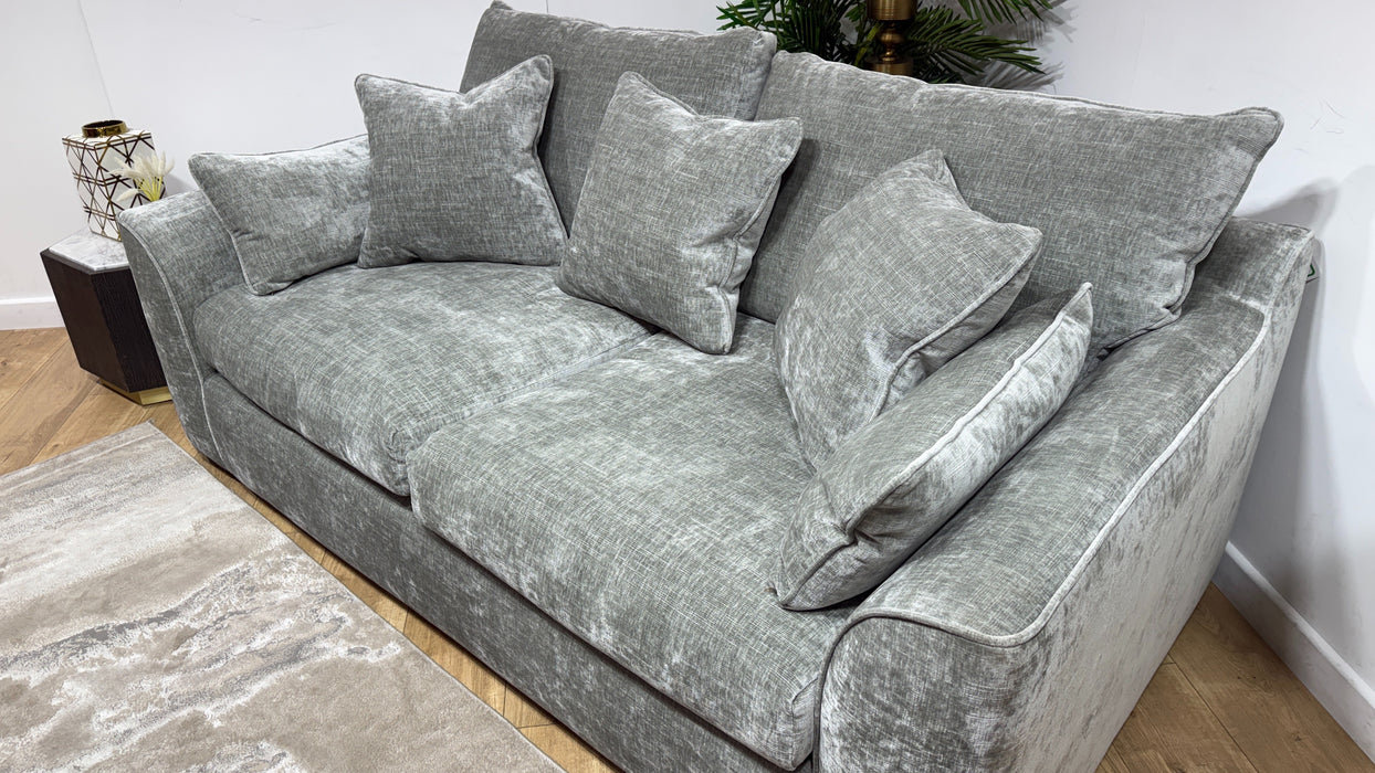 Sofology Georgio Fabric 3 Seater Feather Flex Seats in Luxe Chenille Light Sage