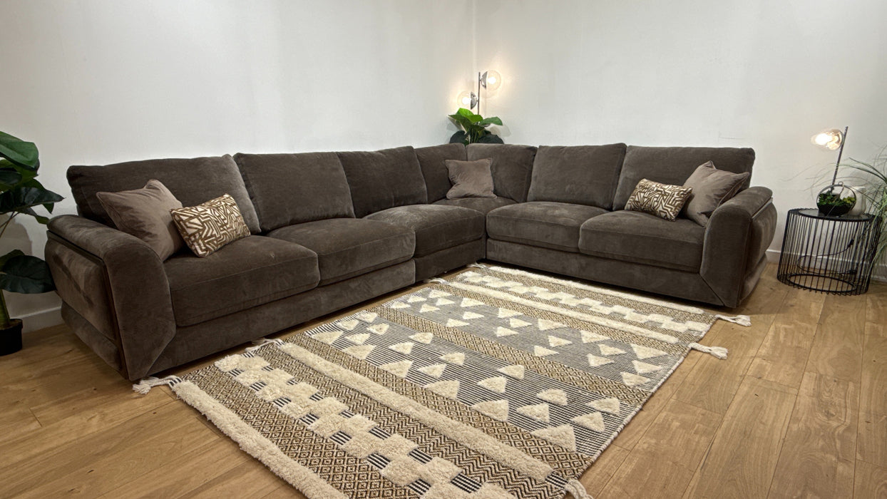Sofology Rowen Fabric 4 Corner 3 in Luxury Deep Pile Chenille Mole