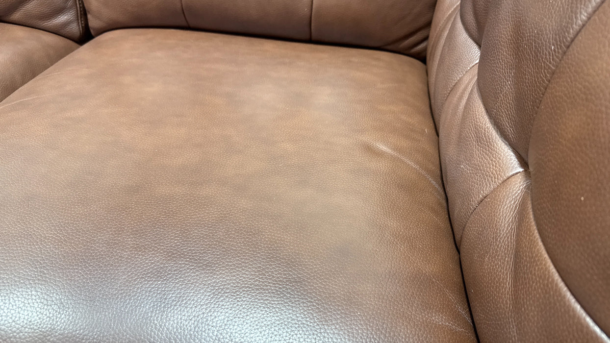 Sofology Muse Leather 3 Seater Power Recliner Supportive Headrest in Trusty Embossed Chestnut