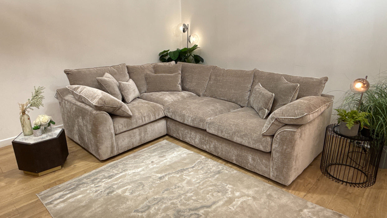 Sofology Georgio Fabric 1 Corner 3 Extra Flex Seats in Luxe Chenille Stone