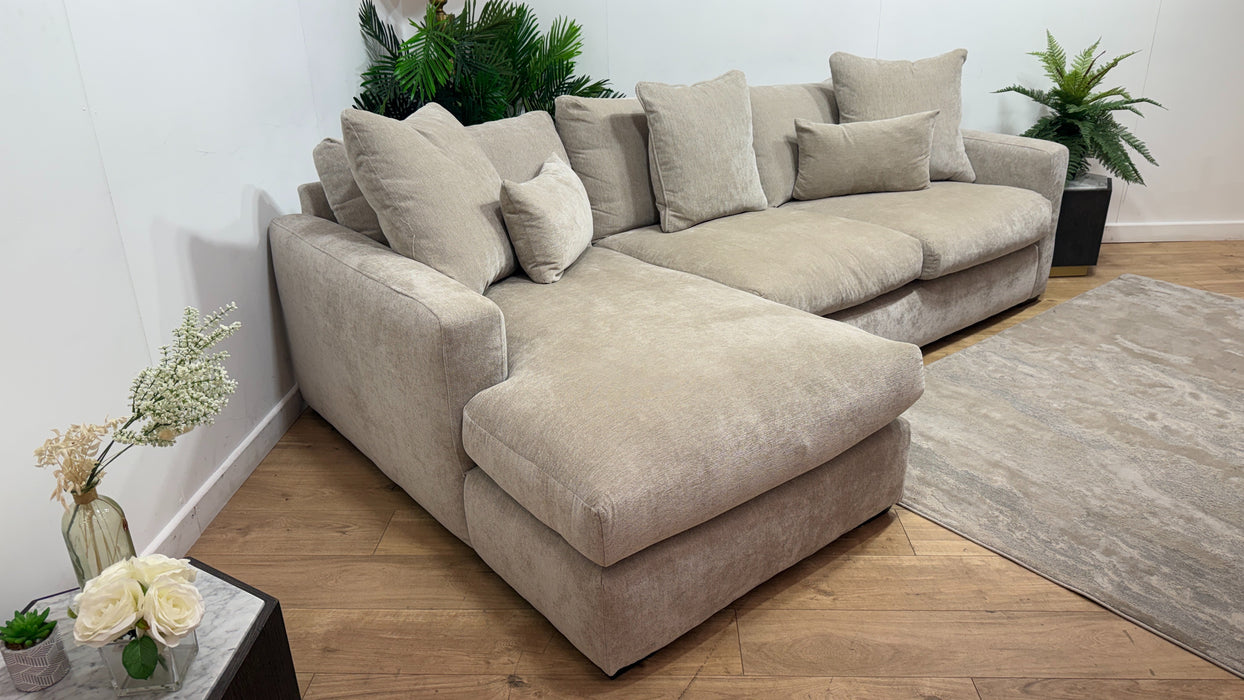 Sofology Moderna Fabric Chaise 4 Seater Extra Flex in Lifestyle Plush Chenille Wicker