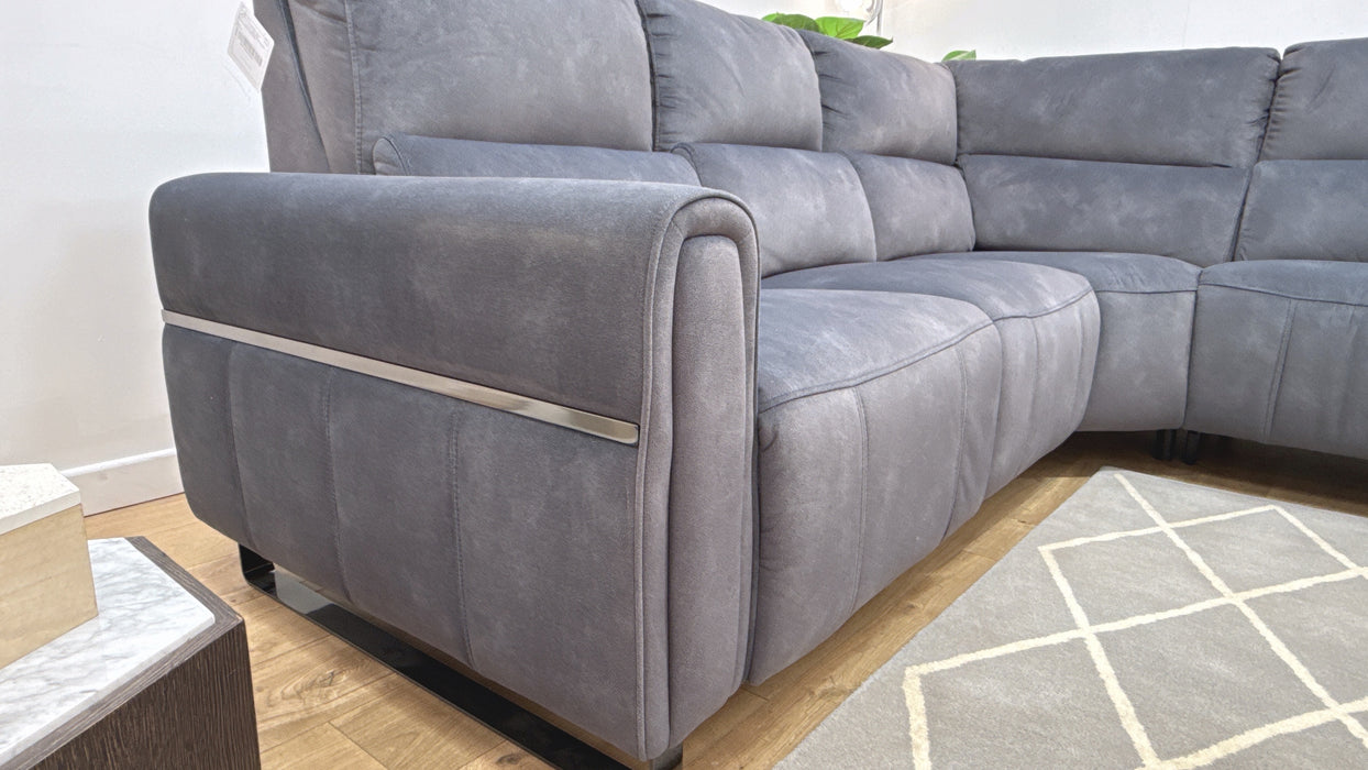 Sofology Ravello Fabric 2 Corner 2 Power Recliner/Headrest in Lifestyle Flecked Charcoal