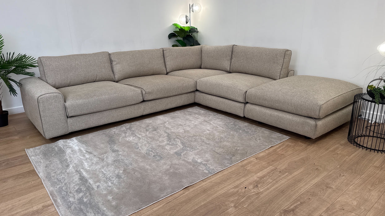 Sofology Sterling 3 Corner 1 Terminal End Fabric Sofa in Woven Stone