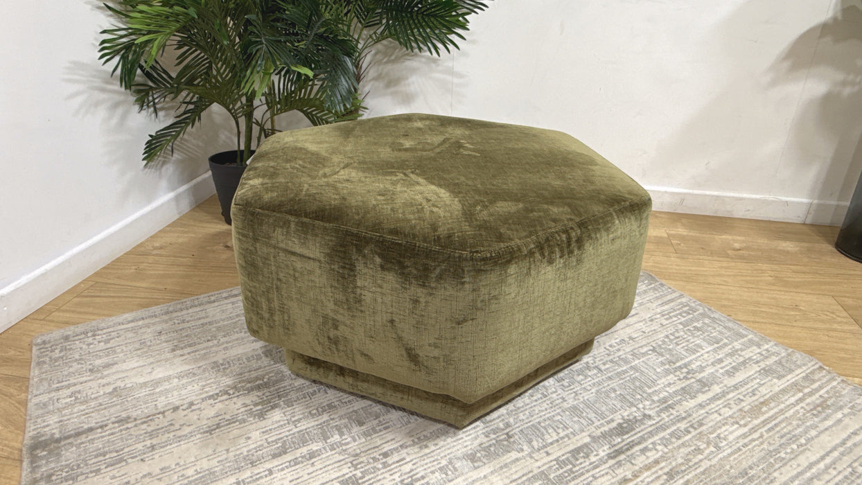 Sofology Regency Designer Footstool in  Luxe Chenille Olive All Over