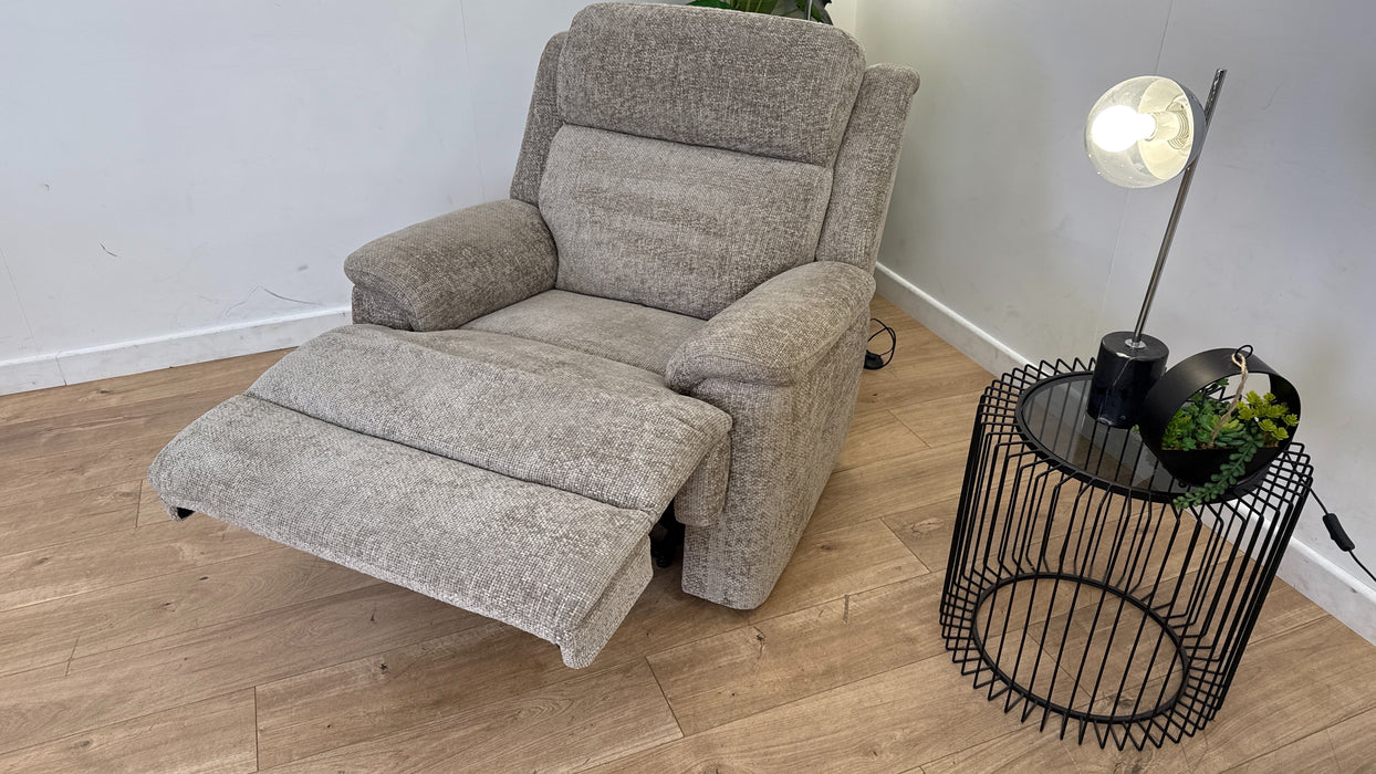 Sofology Gracie Fabric Chair Manual Recliner in Hopsack Chenille Linen