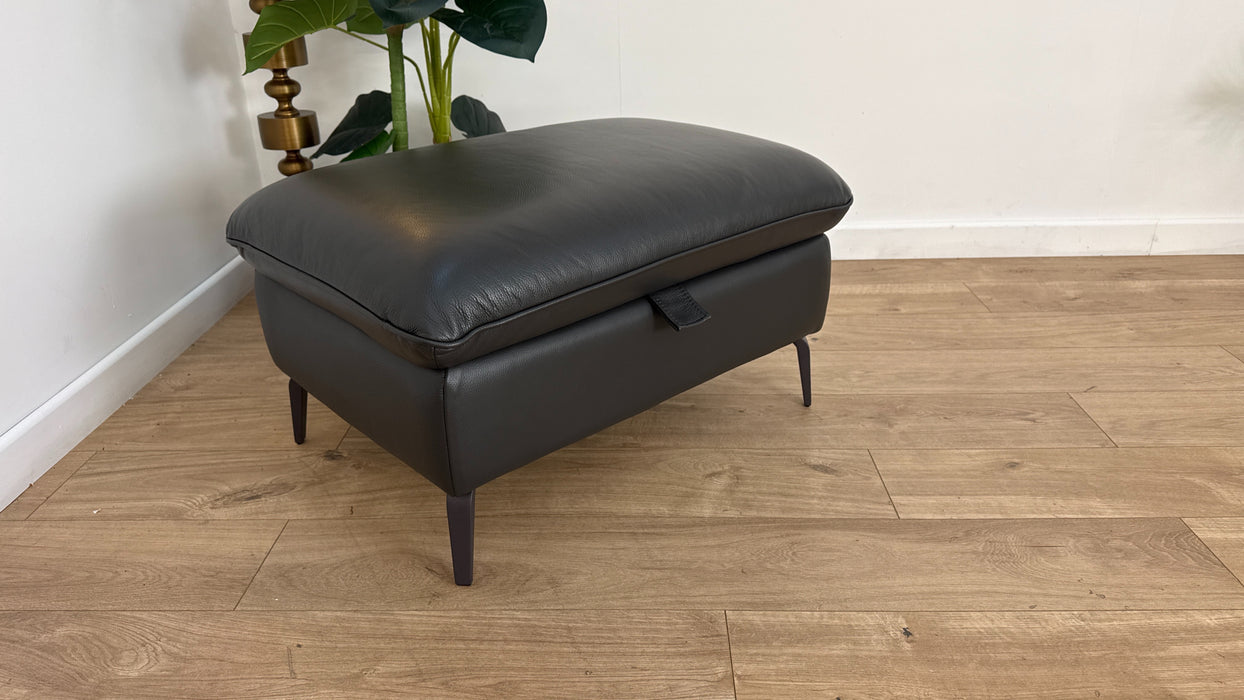 Sofology The Viento Leather Designer Storage Footstool in Trusty Embossed Charcoal