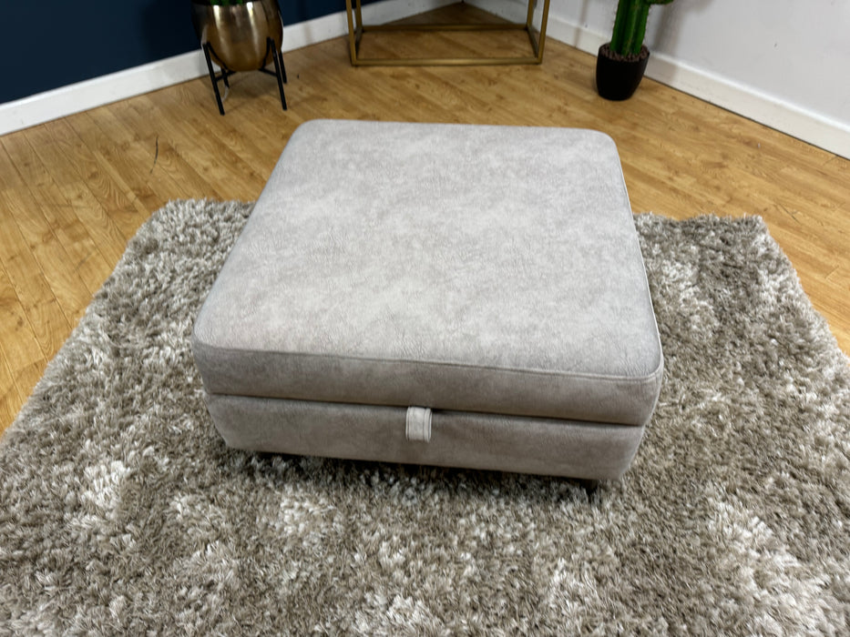 The Hackney Fabric Storage Footstool - Dapple Stone (WA2)