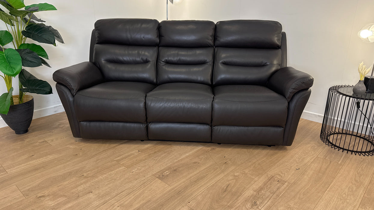 Broxton 3 Seater - Power Recliner -Power headrest - Leather Sofa - Black