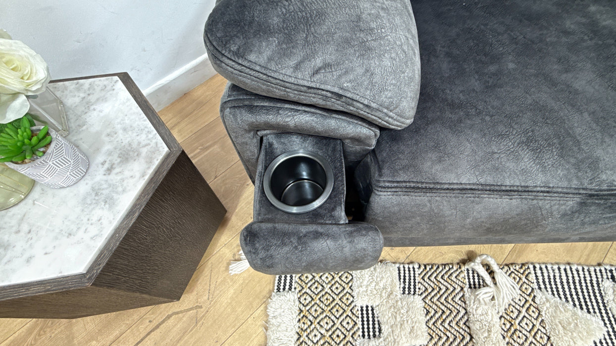 DFS Trek 2 seater Power Recliner with console in Charcoal