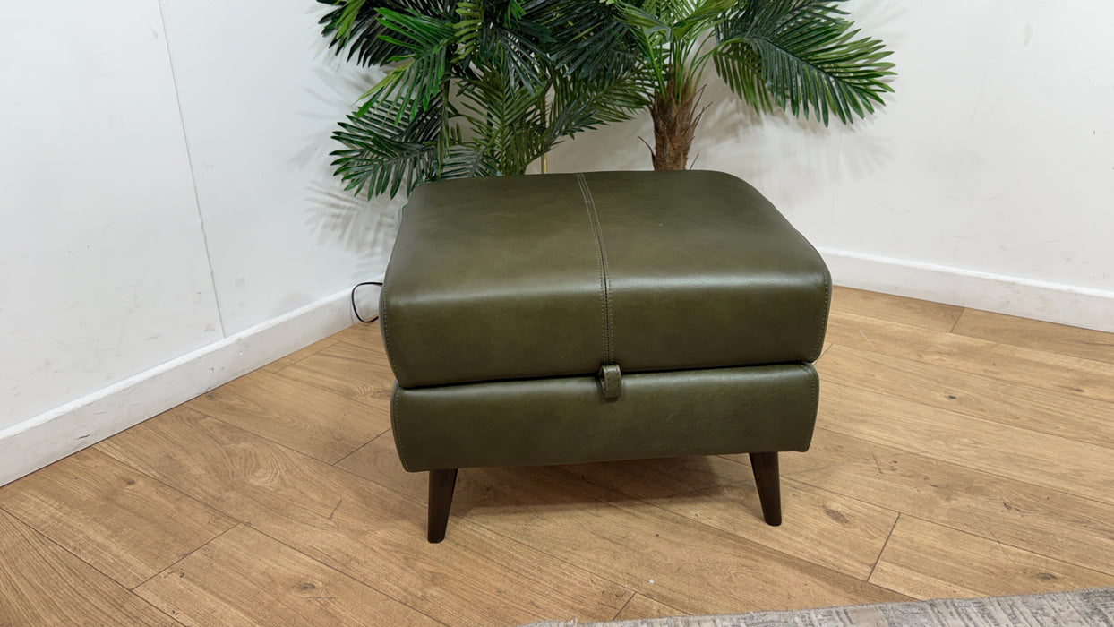 Sofology Leather Hygge Storage Footstool in Relaxed Soft Olive